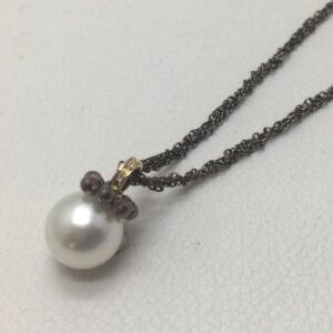 Silber Collier braun rhodiniert mit